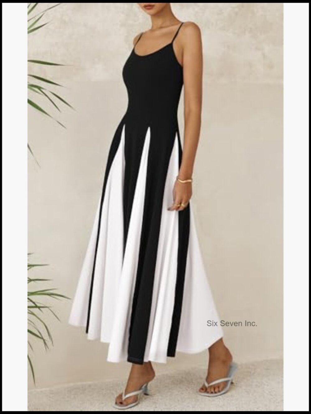 Spaghetti Strap Backless Flowy Maxi Dress Sleeveless Wedding Guest - Picture 4 of 7